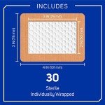 Care Science Fabric Adhesive Pad Bandages, 3x4 inches Extra Large Flexible Non-Stick Strip, Helps Prevent Infection, Breathable Protection, for First Aid & Wound Care, 30 Count