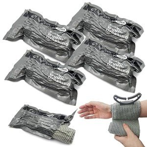 Israeli Emergency Bandage 6 Inch, Vacuum Sealed Medical Compression Bandage,Trauma Wound Dressing, Self-Adhesive Combat Tactical First Aid Kit (6 Inch 4 Pcs)