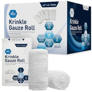 MED PRIDE Sterile Krinkle Gauze [12 Rolls]- 4.5'' x 4.1 Yards Rolls - Cotton Wound Dressing Sterile Wraps – 6-Ply Highly Absorbent First Aid Gauzes - Medical Individually Wrapped Mesh Bandage Gauzes