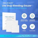 AllaQuix Lite Stop Bleeding Gauze - Calcium Alginate Wound Dressing (X-Large 4-inch Square) First Aid Hemostatic Gauze (Blood Clotting Bandage) - Box of 10