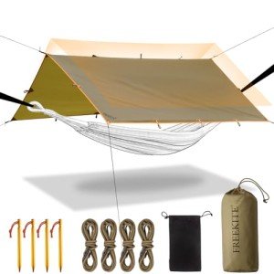 Camping Tarp Tent Portable Multifunctional Bushcraft Backpacking Nylon Fabric Rain Fly Tarps Shelter Lightweight Waterproof Tarp(Gothic Olive 10×10 tarp)