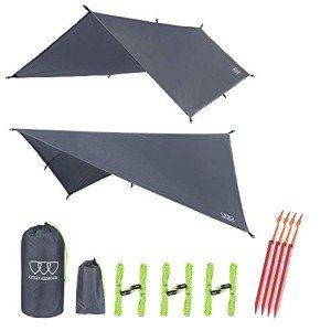 Gold Armour Rainfly Tarp Hammock, Premium 14.7ft/12ft/10ft/8ft Rain Fly Cover, Waterproof Ultralight Camping Shelter Canopy, Survival Equipment Gear Camping Tent Accessories (Gray 12ft x 10ft)