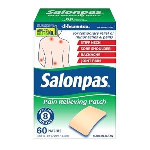 Salonpas Pain Relieving Patch for Back, Neck, Shoulder, Knee Pain and Muscle Soreness - 8 Hour Pain Relief - 60 Count