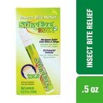StingEze MAX Bug Bite Relief, Maximum Itch Relief from Bug Bites and Stings, Stops Pain, Relieves Itching, Reduces Infection - 0.5 oz Travel Pen Dauber