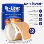 4% Lidocaine Maximum Strength Pain Relief Kinesiology Tape - Relieves Back, Joints and Muscle Pains - Superior Sticking, Aluminum-Free Water Resistant, and USA Made - 2" x 10" Strips