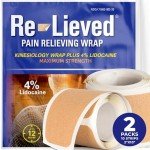 4% Lidocaine Maximum Strength Pain Relief Kinesiology Tape - Relieves Back, Joints and Muscle Pains - Superior Sticking, Aluminum-Free Water Resistant, and USA Made - 2" x 10" Strips (20 Pcs)