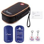 Insulin Travel Case with 2 Ice Packs, Extra-Large Diabetes Travel Case, Medication Cooler for Travel with 2 Alert Keychains, Portable Injection Travel Case for Medicine Storage