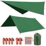 REDCAMP Hammock Rain Fly Camping Tarp Waterproof, 10x10ft Lightweight Backpacking Rain Tarp Shelter for Hiking Outdoor, Green