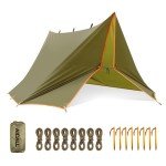 AICALL Waterproof Camping Tarp 3m x 3m Survival Tent Tarp Backpacking Portable Tarp Anti-UV Shelter Multifunctional Outdoor Hiking Awning Rain Tarp (Olive)