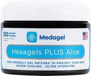 Medagel Hexagels Plus Aloe Vera - Hydrogel Pads Protection & Treatment | Blister Prevention | Instant Cooling and Soothing Relief of Skin Irritations | 200ct Hexagon Pads (Original Formula)