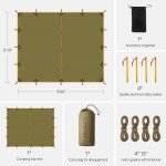 Camping Tarp Tent Portable Multifunctional Bushcraft Backpacking Nylon Fabric Rain Fly Tarps Shelter Lightweight Waterproof Tarp(Gothic Olive 10×10 tarp)