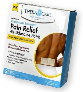Veridian Healthcare 24-911 TheraCare Pain Relief 4% Lidocaine Patch, for External Use Only, Simple Adhesive Application, Odor-Free, Five 3.93" x 5.5" Individually Wrapped Patches, Single Use Only