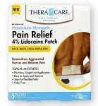 Veridian Healthcare 24-911 TheraCare Pain Relief 4% Lidocaine Patch, for External Use Only, Simple Adhesive Application, Odor-Free, Five 3.93" x 5.5" Individually Wrapped Patches, Single Use Only