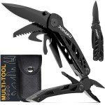Pohaku Multitool Knife, Pohaku 13 in 1 Pocket Multitool, Multi Tool with 3" Large Blade, Safety Locking Design, Spring-Action Plier, Durable Nylon Sheath for Outdoor, Camping, Fishing, Survival,Hiking