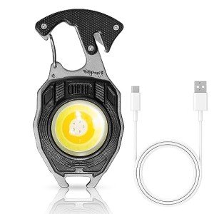 Survival Tool Fire Starter Emergency Work Light Carabiner Rechargable Flashlight Multi Tool Screwdriver Whistle Bottle Opener Hiking Outdoor Gift For Dad Hunting Pocket Multi Use Stocking Stuffer