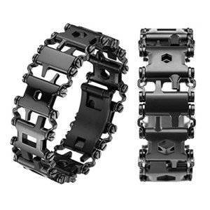 Ozzagar Multitool Bracelet Tools Bracelet, 29 in 1 Tools Stainless Steel Multifunctional Bracelet, Travel Friendly, Multitool Survival Bracelet Suitable for Sailing Travel Camping Hiking - Black