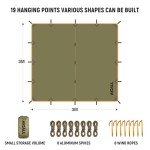 AICALL Waterproof Camping Tarp 3m x 3m Survival Tent Tarp Backpacking Portable Tarp Anti-UV Shelter Multifunctional Outdoor Hiking Awning Rain Tarp (Olive)