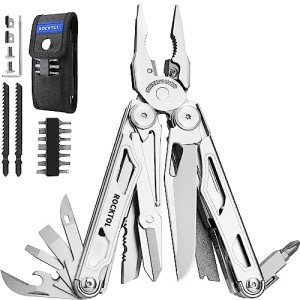 ROCKTOL Multitool, 29-in-1 Multitool Pliers with Replaceable Wire Cutters and Saw, Heavy-duty Stainless Steel Multitool Set and Nylon Sheath for Camping Survival multitool for Man
