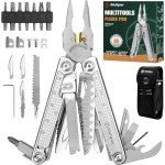 Multper Multitools Pliers Pro, Upgraded Multi Tool With Damascus Knife, Replaceable Wire Cutters and Screwdirver Set, Foldable Multitools with Scissors, Screwdriver, Ideal for Camping,Survival, Repair