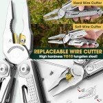 Multper Multitools Pliers Pro, Upgraded Multi Tool With Damascus Knife, Replaceable Wire Cutters and Screwdirver Set, Foldable Multitools with Scissors, Screwdriver, Ideal for Camping,Survival, Repair