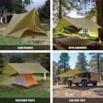 AICALL Waterproof Camping Tarp 3m x 3m Survival Tent Tarp Backpacking Portable Tarp Anti-UV Shelter Multifunctional Outdoor Hiking Awning Rain Tarp (Olive)
