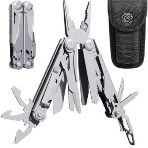 PERWIN Multitool, 22-in-1 Multi-Tool Pliers with Safety Locking, Pocket Knife, Bottle Opener, EDC Equipment With Pocket Clip for Survival, Camping, Hunting and Hiking, Stainless Steel