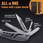 24-in-1 Multitool with Knife, Pliers & 11 Bits Sharp Stainless Steel - Multi Tool for Men - Ideal Gear with Tools for Camping Hiking, Survival, EDC - Best Gifts for Dad Husband Boyfriend 2238