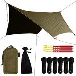 Swiss Outdoors Rain Fly Tarp | Waterproof Tent Shelter Canopy | Lightweight Easy Setup for Hammock, Backpacking or Camp Gear | Premium Quality 12 x 9 ft |, Green Army