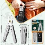 Multper Multitools Pliers Pro, Upgraded Multi Tool With Damascus Knife, Replaceable Wire Cutters and Screwdirver Set, Foldable Multitools with Scissors, Screwdriver, Ideal for Camping,Survival, Repair