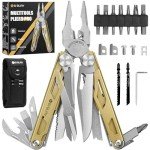 BIBURY Multitool Pliers, 31-in-1 Stainless Steel Multi Tool with Replaceable Wire Cutters and Saw, Foldable Heavy-duty Multitool Set with Scissors and Screwdriver for Hiking Camping Survival Repair