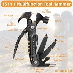 Stocking Stuffers for Men, Hammer Multitool 15 in 1 Christmas White Elephant Birthday Gifts for Men Dad Husband Boyfriend Camping Accessories Survival Gear Multi Tool with Gift Box Unique Cool Gadgets