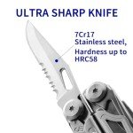 ROCKTOL Multitool, 22-in-1 Multi-tool Pliers with Fire Starter, Emergency Whistle, Glass Breaker, Safety Locking and Nylon Sheath for Survival, Camping, multitool for men