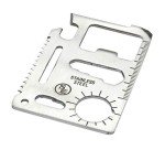 SE 11-Function Stainless Steel Survival Pocket Tool - Compact, Credit Card-Sized Multi-Tool with Leatherette Case - Ideal for Camping, Hiking, and Outdoor Activities- MT908-1
