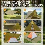 Camping Tarp Tent Portable Multifunctional Bushcraft Backpacking Nylon Fabric Rain Fly Tarps Shelter Lightweight Waterproof Tarp(Gothic Olive 10×10 tarp)