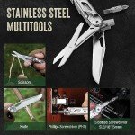 Mossy Oak 12-in-1 Multitool Pocket Knife with Pouch, Stainless Steel Multitool Knife with Clip, Survival Tools with Scissors, Bottle Opener, Wire Stripper, Glass Breaker, Screwdriver