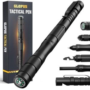 Tactical Pen Gifts for Men, Multitool Pen with Self Defense Tip, Ballpoint+Firestarter+Compass Whistle+Multi-Tool Head, Cool Gadgets for Men, Tactical Survival Gear for Camping and Hiking