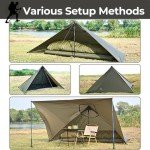 Onewind Ultralight Shelter, Solitary Shelter Tent Emergency Survival Shelter Lightweight Shelter Poncho Buschcraft Rain Poncho for Camping, Hiking and Backpacking, OD Green