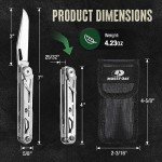 Mossy Oak 12-in-1 Multitool Pocket Knife with Pouch, Stainless Steel Multitool Knife with Clip, Survival Tools with Scissors, Bottle Opener, Wire Stripper, Glass Breaker, Screwdriver