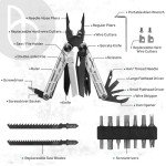 BIBURY Multitool Pliers Pro BI2045, Foldable Multitools with Replaceable Wire Cutters and Saw, Stainless Steel Multi Tool w/Upgraded Scissors and Screwdriver Set, Ideal for Camping, Fishing, Survival