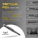 Tactical Pen - Self Defense Pen with Flashlight - Tactical Flashlight Multi Tool Survival Pen + Glass Breaker + Bottle Opener in Gift Box for Men & Women