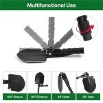 Yeacool Folding Survival Shovel Multi-Tool, Heavy-Duty Military Entrenching Tool with Pickaxe, Collapsible Spade for Disaster Recovery, Car Emergency, Metal Detecting, Camping, Digging, and Gardening