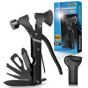 Valentine's Day Gifts for Him, 15 in 1 Multitool Axe Hatchet, Camping Accessories Survival Gear, Multi Tool Gifts for Camping Hiking Survival, Cool Gadgets for Men, Dad, Husband, Black