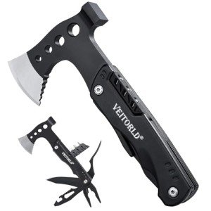 VEITORLD Gifts for Men Dad Husband, Unique Anniversary Birthday Gifts Idea for Men Him, Multitool Axe Hammer Camping Accessories, Survival Gear and Equipment, Cool Hunting Fishing Hiking Presents