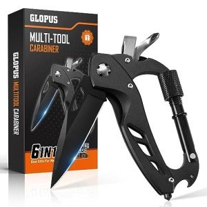 Valentines Day Gifts for Him, Multitool Carabiner with Pocket Knife, EDC Gear with Folding Knives, Bottle Opener, Window Breaker And Screwdriver, Tactical Survival Gear for Camping And Hiking