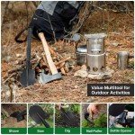 Yeacool Folding Survival Shovel Multi-Tool, Heavy-Duty Military Entrenching Tool with Pickaxe, Collapsible Spade for Disaster Recovery, Car Emergency, Metal Detecting, Camping, Digging, and Gardening