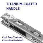 ROCKTOL Multitool Pocket Knife,12-in-1 Multitool Knife,Titanium-Plated Handle,Pocket Clip,Large Scissors,Stainless Steel for Camping, Hiking, Survival, multitool for Men