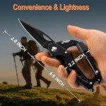 Valentines Day Gifts for Him, Multitool Carabiner with Pocket Knife, EDC Gear with Folding Knives, Bottle Opener, Window Breaker And Screwdriver, Tactical Survival Gear for Camping And Hiking