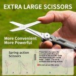 ROCKTOL Multitool Pocket Knife,12-in-1 Multitool Knife,Titanium-Plated Handle,Pocket Clip,Large Scissors,Stainless Steel for Camping, Hiking, Survival, multitool for Men