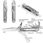 ROCKTOL Multitool Pocket Knife,12-in-1 Multitool Knife,Titanium-Plated Handle,Pocket Clip,Large Scissors,Stainless Steel for Camping, Hiking, Survival, multitool for Men