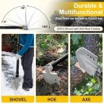 GOJAWAY 20 in 1 Multitool Survival kit, Camping Shovel Military Axe, 55" Trekking Pole Foldable Spade with Portable Bag and Hatchet, for Car Emergency Offroad Entrenching Tool